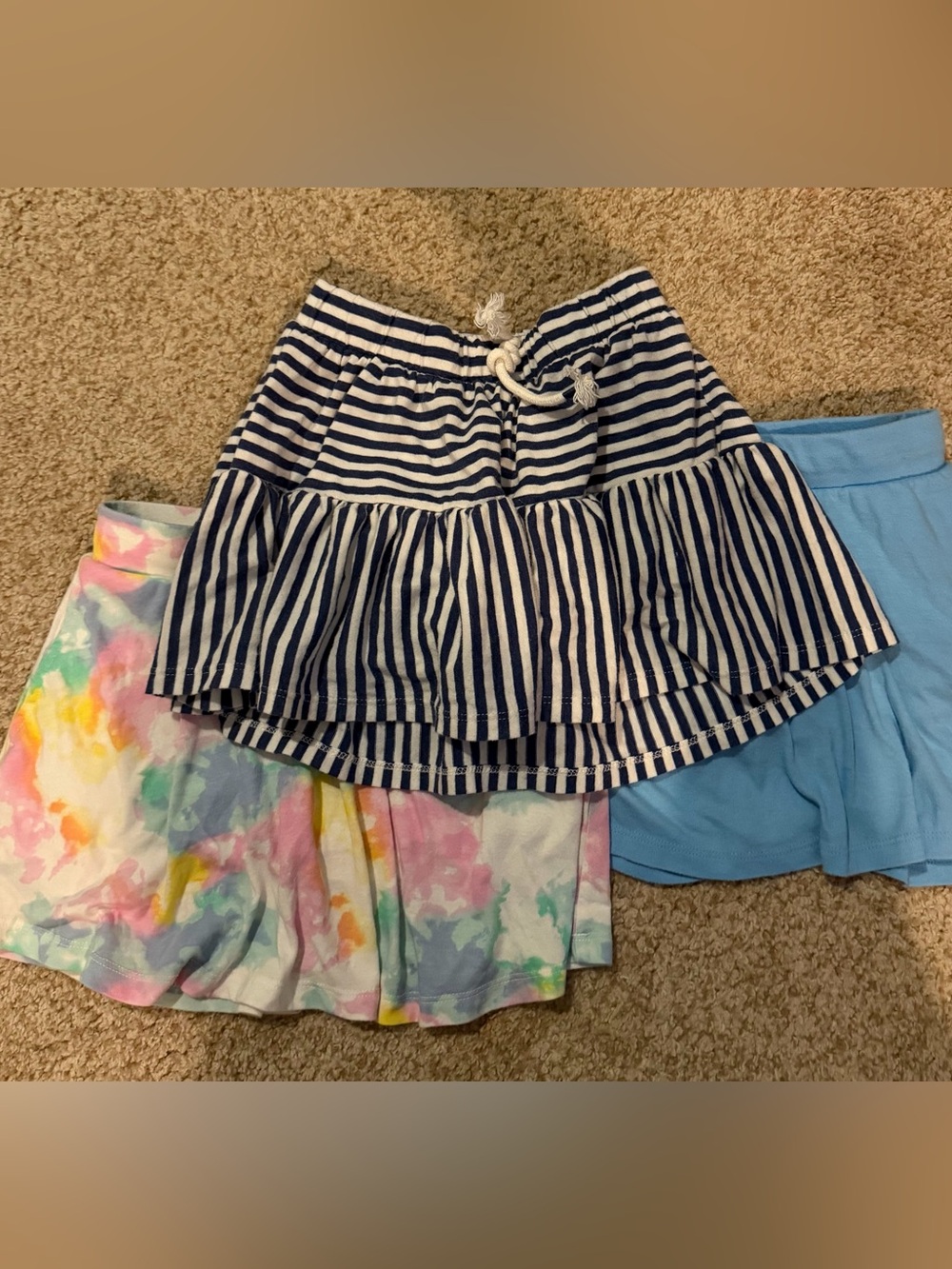 Girls Navy and White Striped Ruffle Skirt - cat and jack